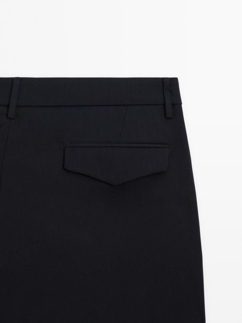 Massimo Dutti Straight-leg In Cool Wool Men Trousers Navy | US-HF8530641