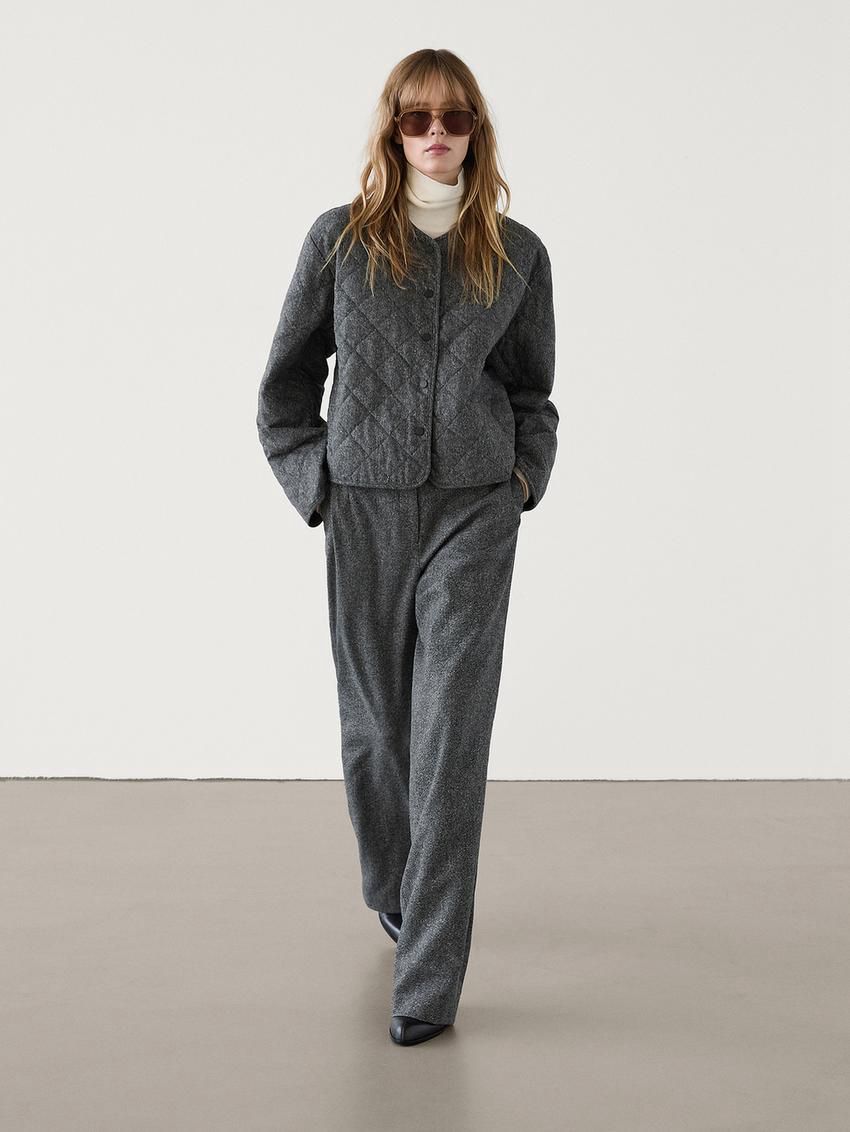 Massimo Dutti Straight-leg Knickerbocker Yarn Effect Women Trousers Grey | US-HJ2358147