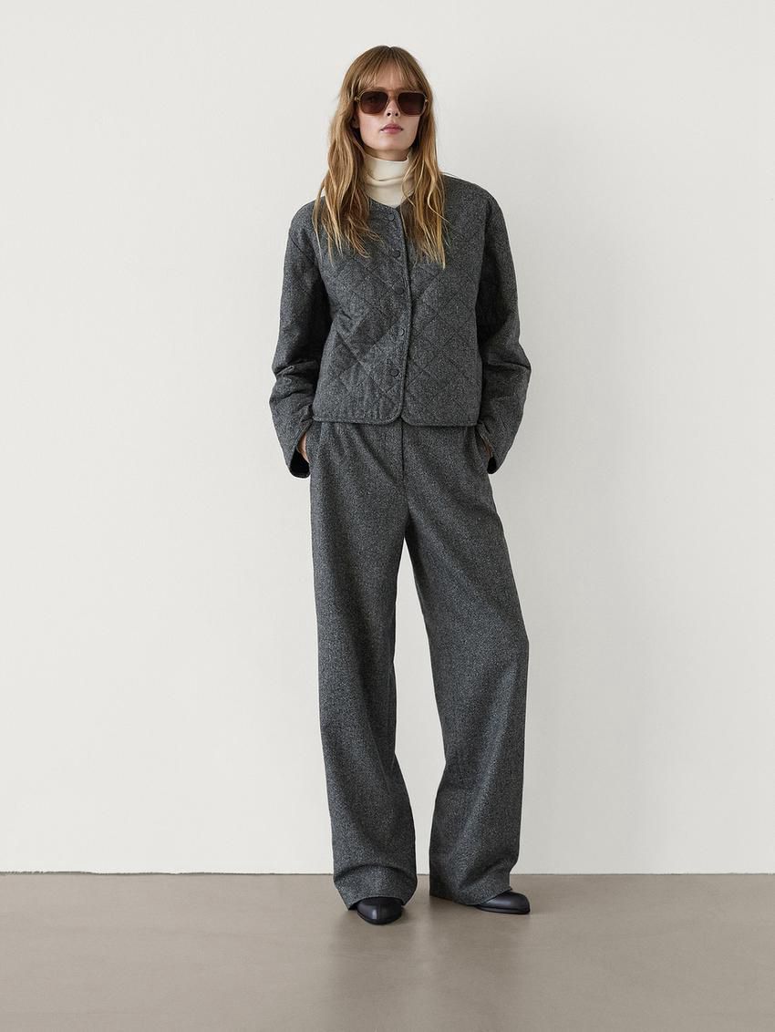 Massimo Dutti Straight-leg Knickerbocker Yarn Effect Women Trousers Grey | US-HJ2358147