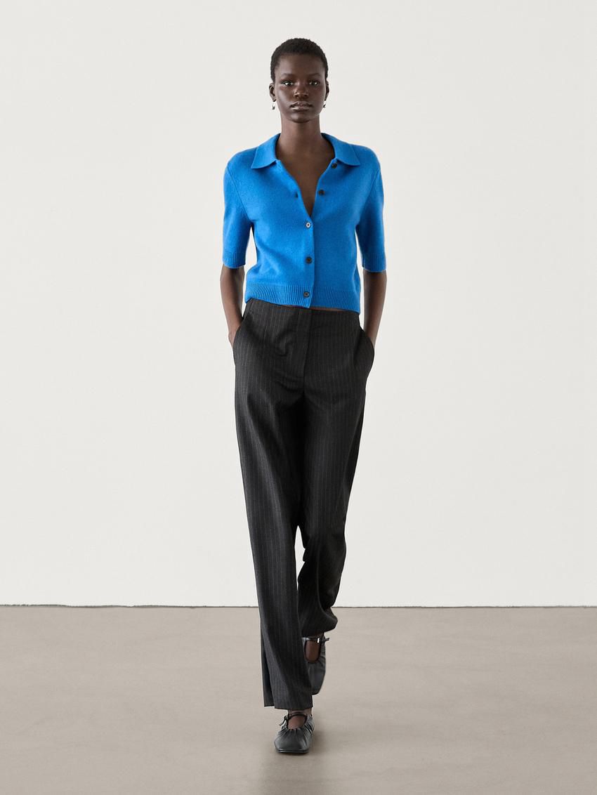 Massimo Dutti Straight-leg Pinstripe Co-ord Women Trousers Dark Grey | US-GH1307892