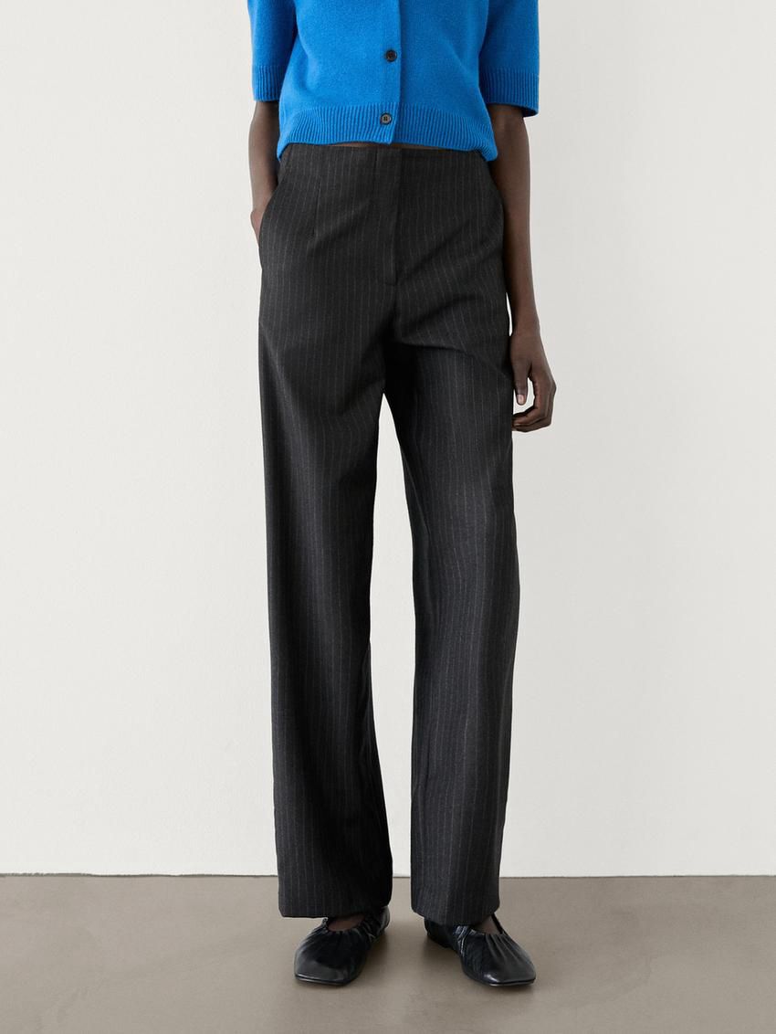 Massimo Dutti Straight-leg Pinstripe Co-ord Women Trousers Dark Grey | US-GH1307892