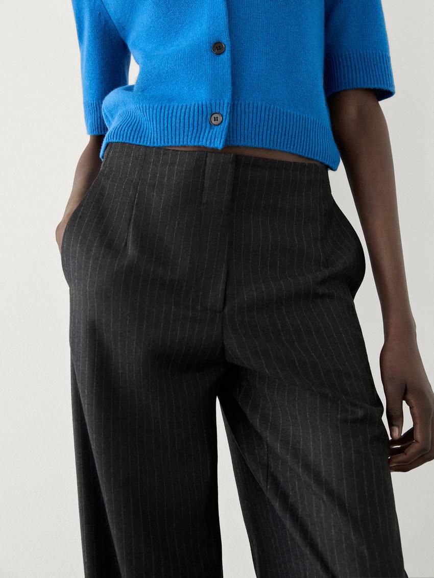Massimo Dutti Straight-leg Pinstripe Co-ord Women Trousers Dark Grey | US-GH1307892