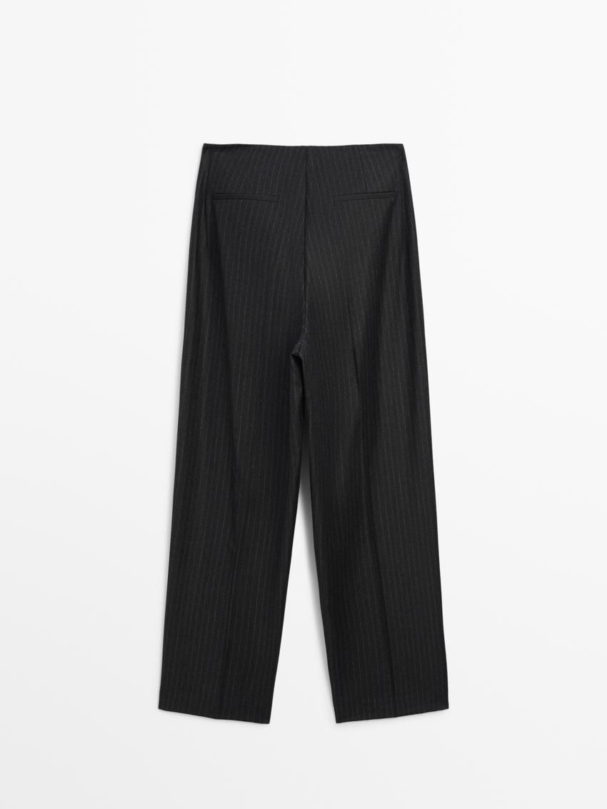 Massimo Dutti Straight-leg Pinstripe Co-ord Women Trousers Dark Grey | US-GH1307892