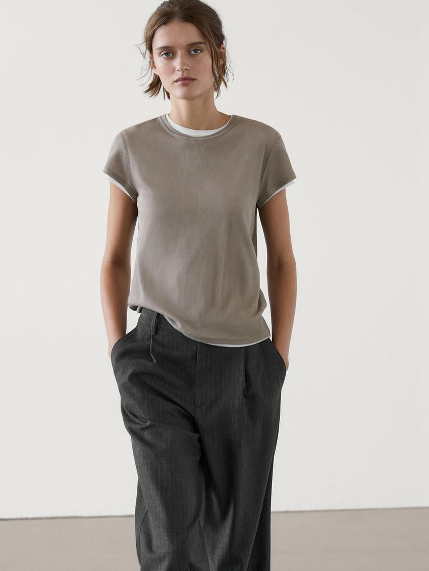 Massimo Dutti Straight-leg Pinstripe Women Trousers Dark Grey | US-GH4610782