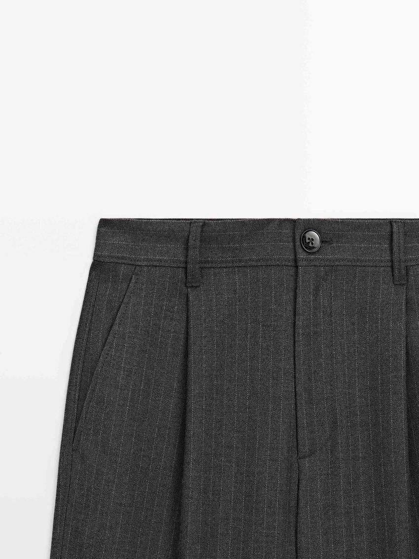 Massimo Dutti Straight-leg Pinstripe Women Trousers Dark Grey | US-GH4610782