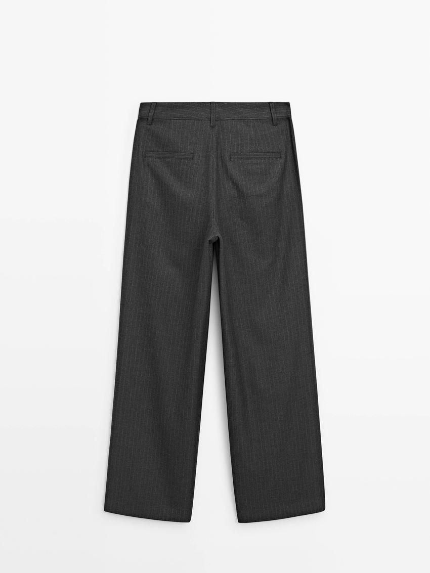 Massimo Dutti Straight-leg Pinstripe Women Trousers Dark Grey | US-GH4610782