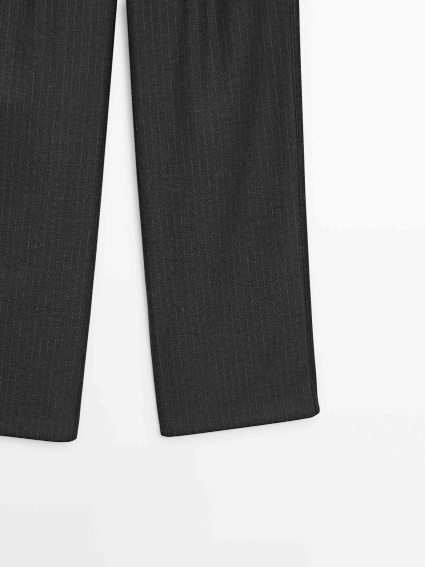 Massimo Dutti Straight-leg Pinstripe Women Trousers Dark Grey | US-GH4610782