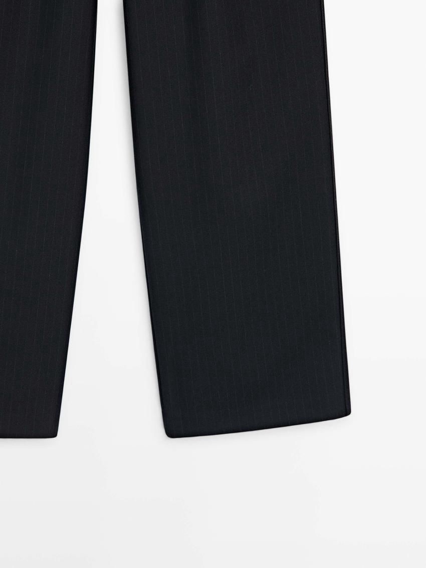 Massimo Dutti Straight-leg Pinstripe Women Trousers Black | US-YH9214306