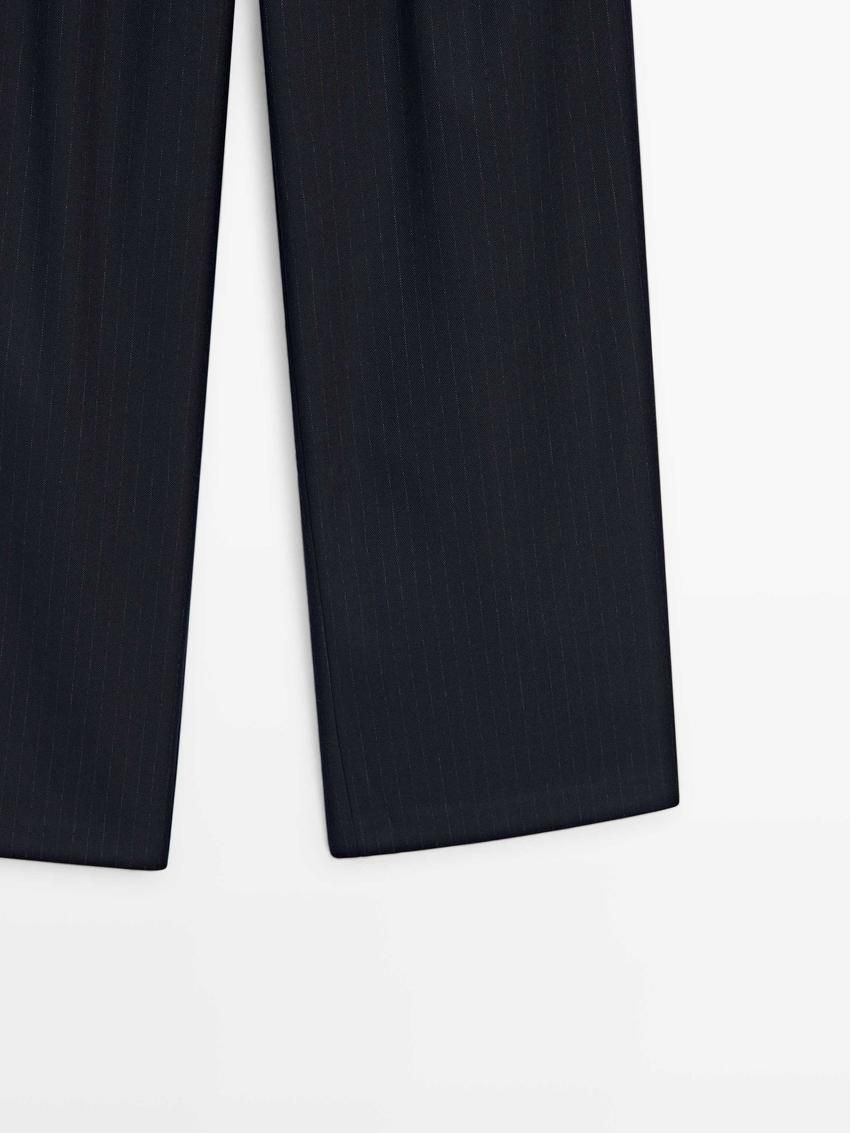 Massimo Dutti Straight-leg Pinstripe Women Trousers Navy | US-XD3498260