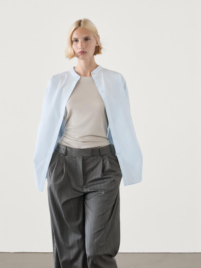 Massimo Dutti Straight-leg Pinstripe Women Trousers Dark Grey | US-AG7534018