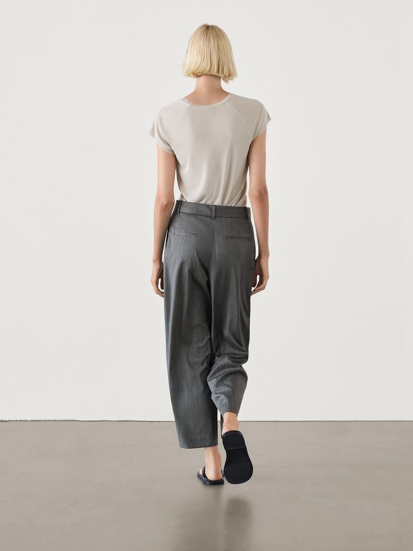 Massimo Dutti Straight-leg Pinstripe Women Trousers Dark Grey | US-AG7534018