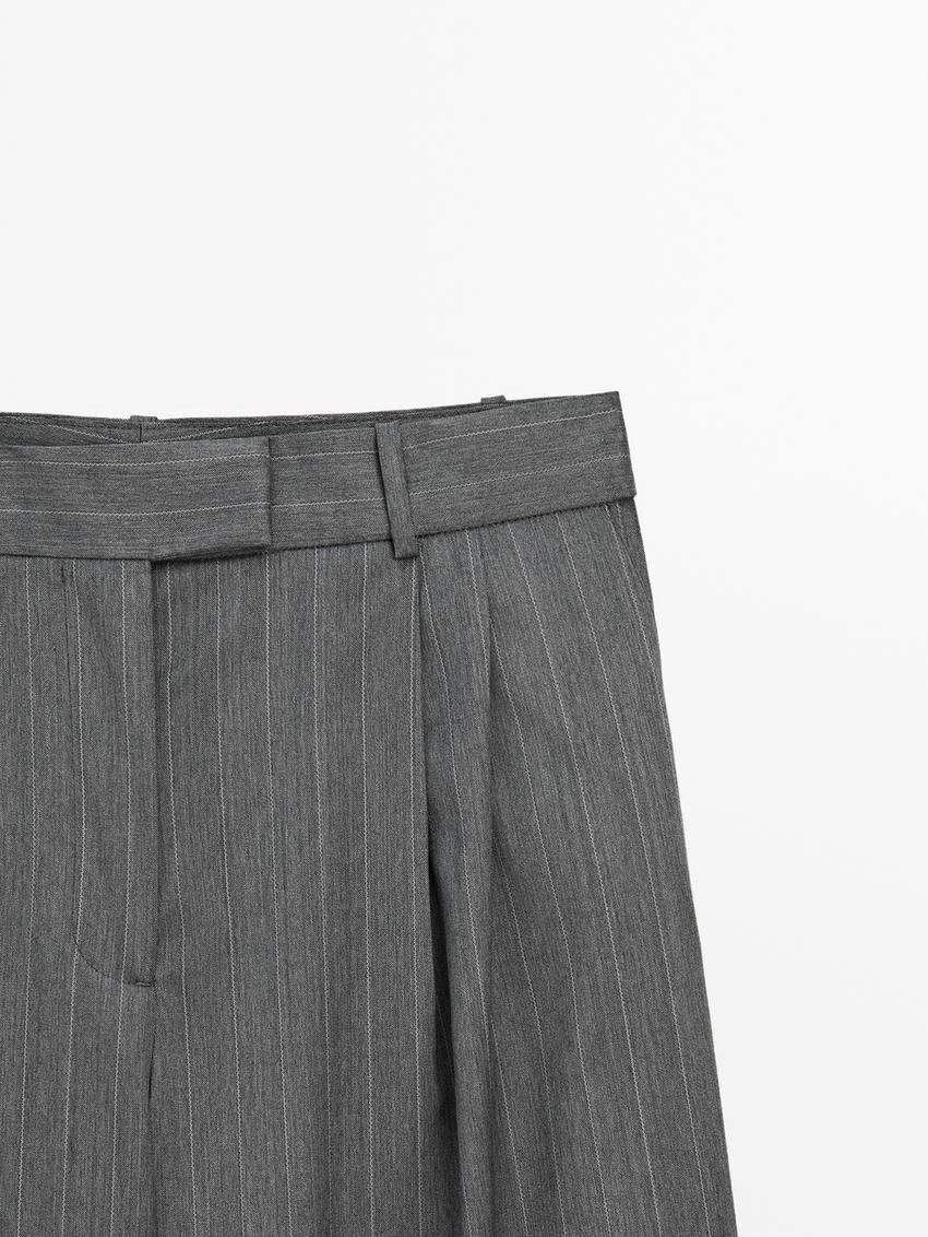 Massimo Dutti Straight-leg Pinstripe Women Trousers Dark Grey | US-AG7534018