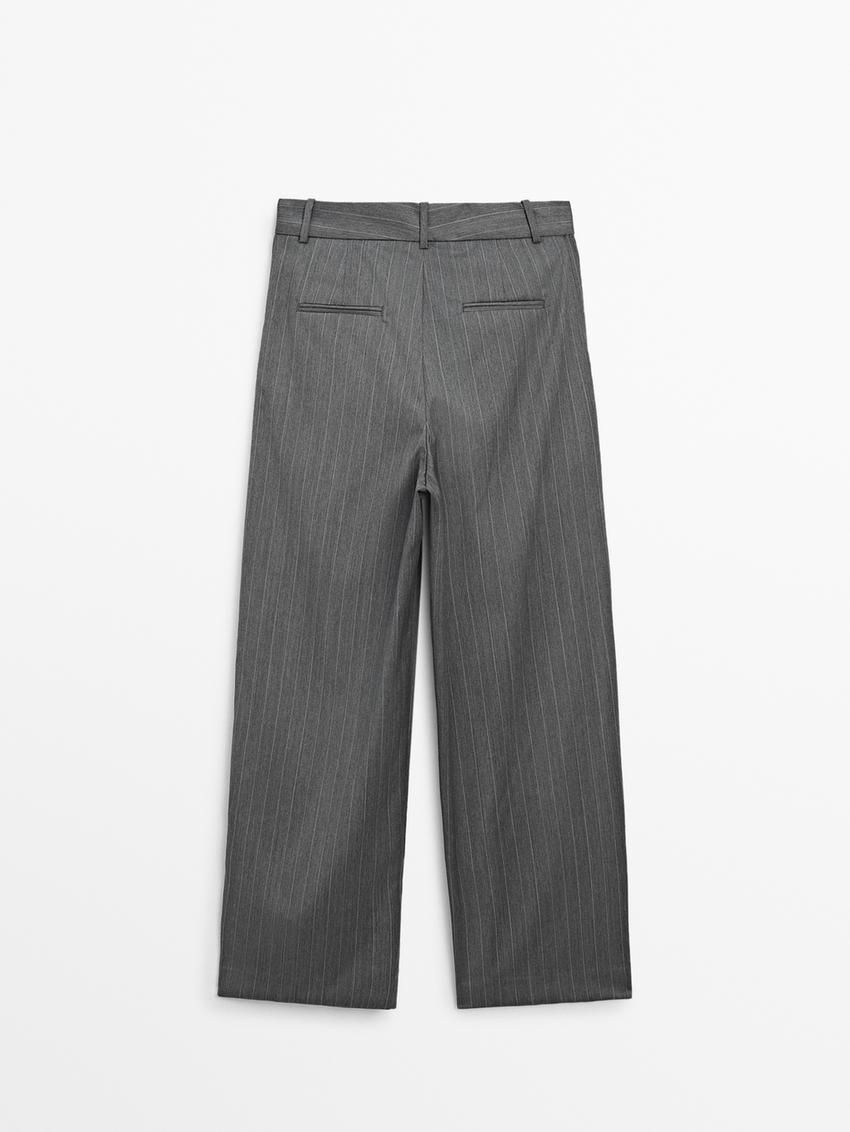 Massimo Dutti Straight-leg Pinstripe Women Trousers Dark Grey | US-AG7534018