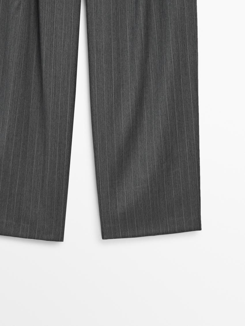 Massimo Dutti Straight-leg Pinstripe Women Trousers Dark Grey | US-AG7534018