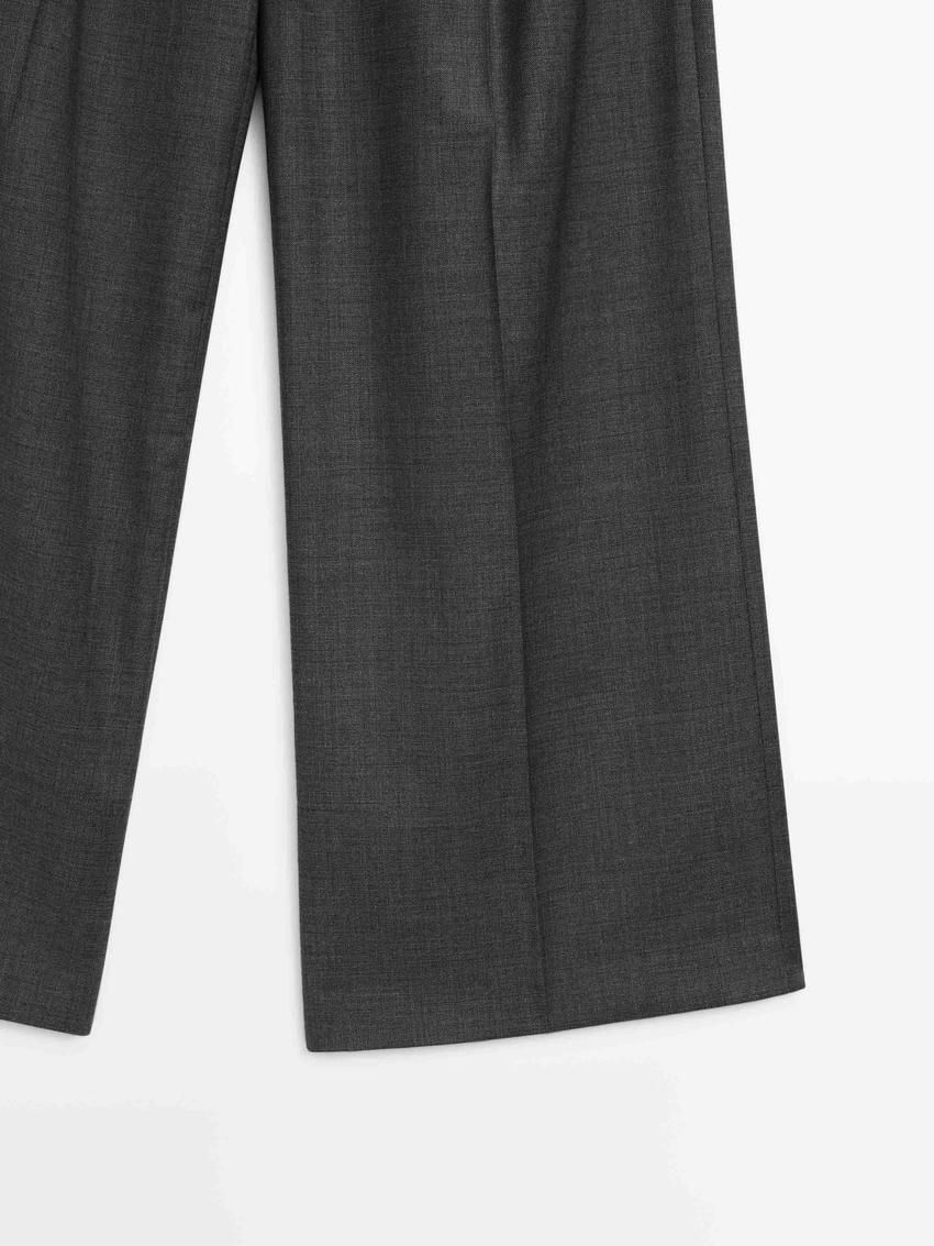 Massimo Dutti Straight-leg Pleated Wool Co-ord Women Trousers Grey | US-YS9372105