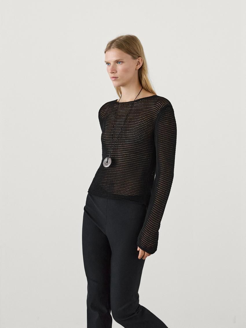 Massimo Dutti Straight-leg Stretch Women Trousers Black | US-ZY1729304