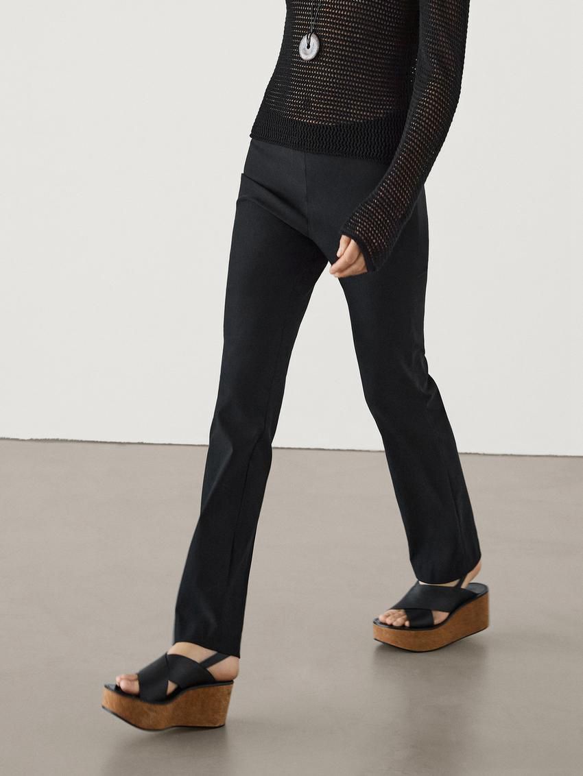 Massimo Dutti Straight-leg Stretch Women Trousers Black | US-ZY1729304
