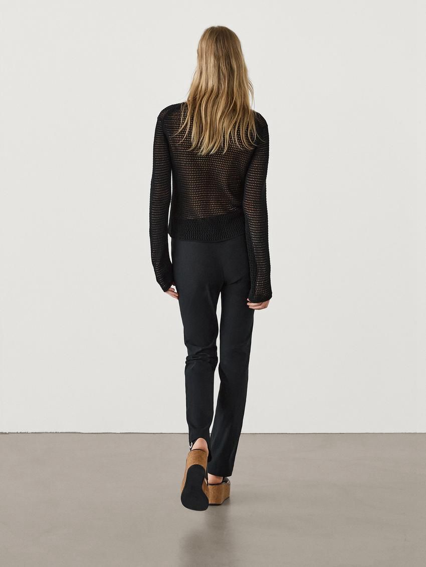 Massimo Dutti Straight-leg Stretch Women Trousers Black | US-ZY1729304