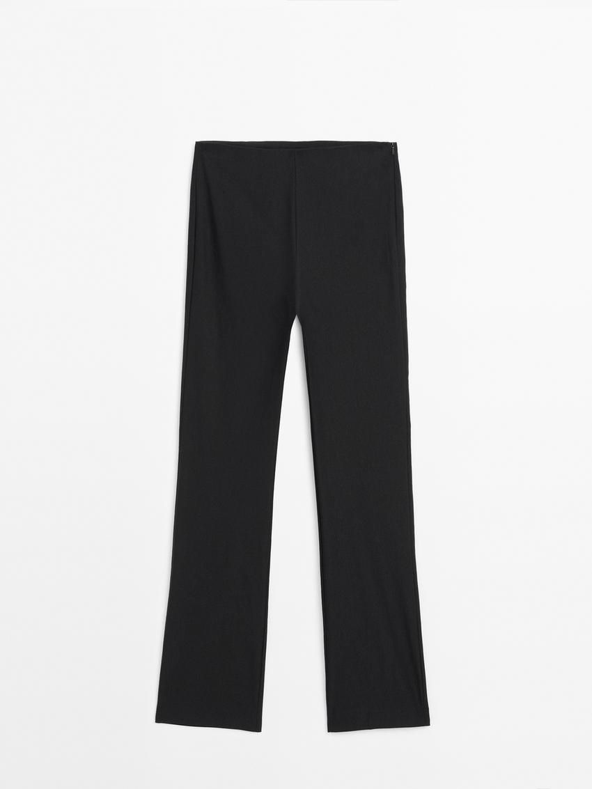 Massimo Dutti Straight-leg Stretch Women Trousers Black | US-ZY1729304