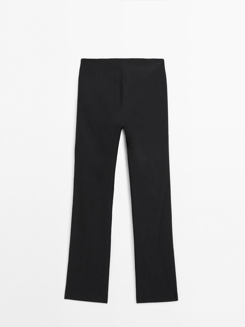 Massimo Dutti Straight-leg Stretch Women Trousers Black | US-ZY1729304