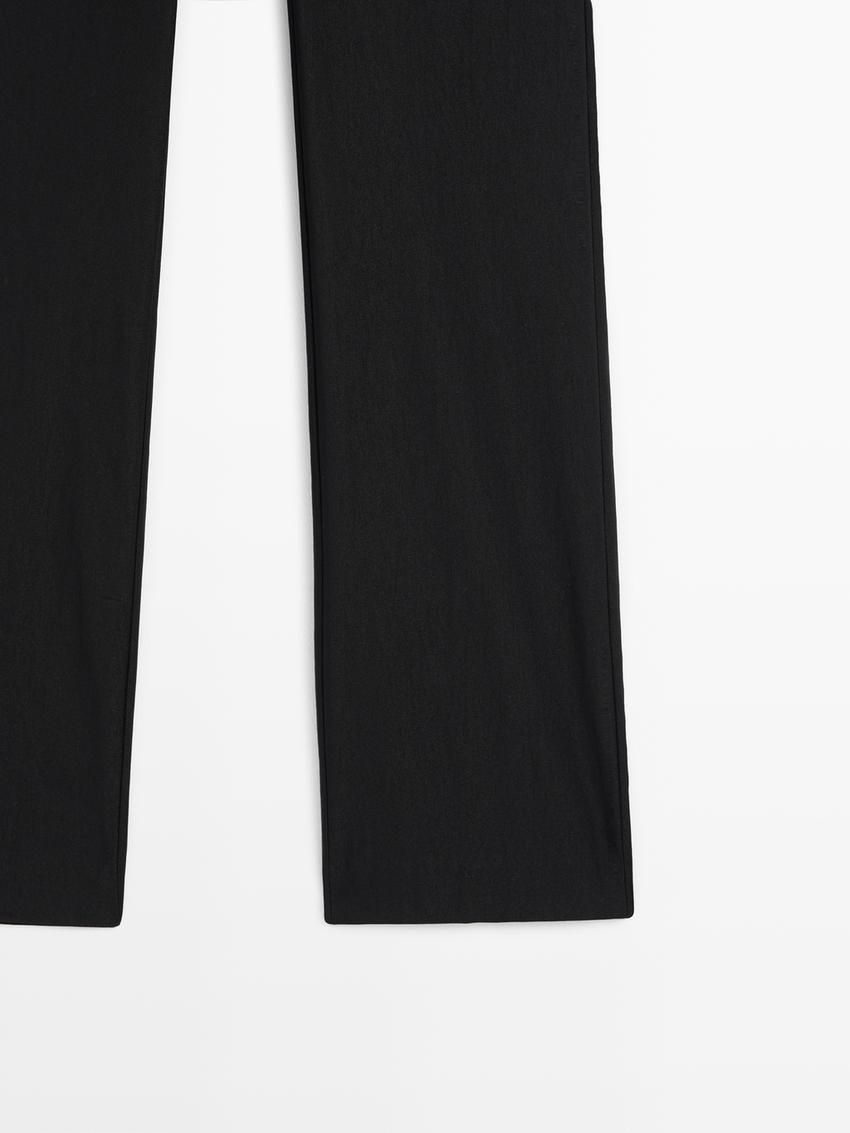 Massimo Dutti Straight-leg Stretch Women Trousers Black | US-ZY1729304