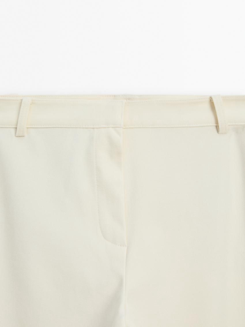 Massimo Dutti Straight-leg Technical Fabric Women Trousers Cream | US-IH4718962