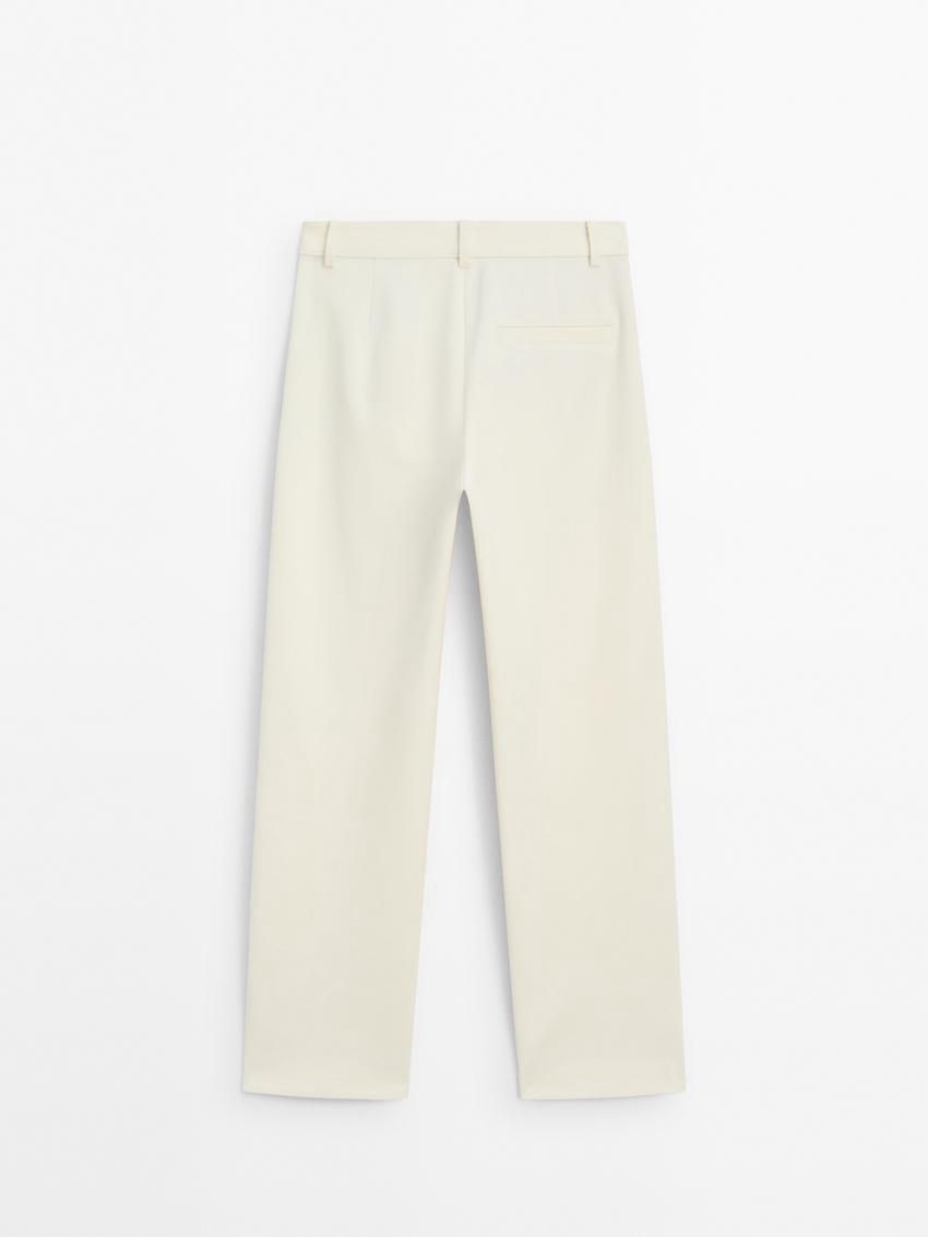 Massimo Dutti Straight-leg Technical Fabric Women Trousers Cream | US-IH4718962