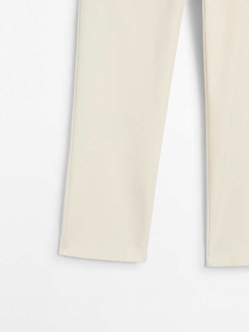 Massimo Dutti Straight-leg Technical Fabric Women Trousers Cream | US-IH4718962