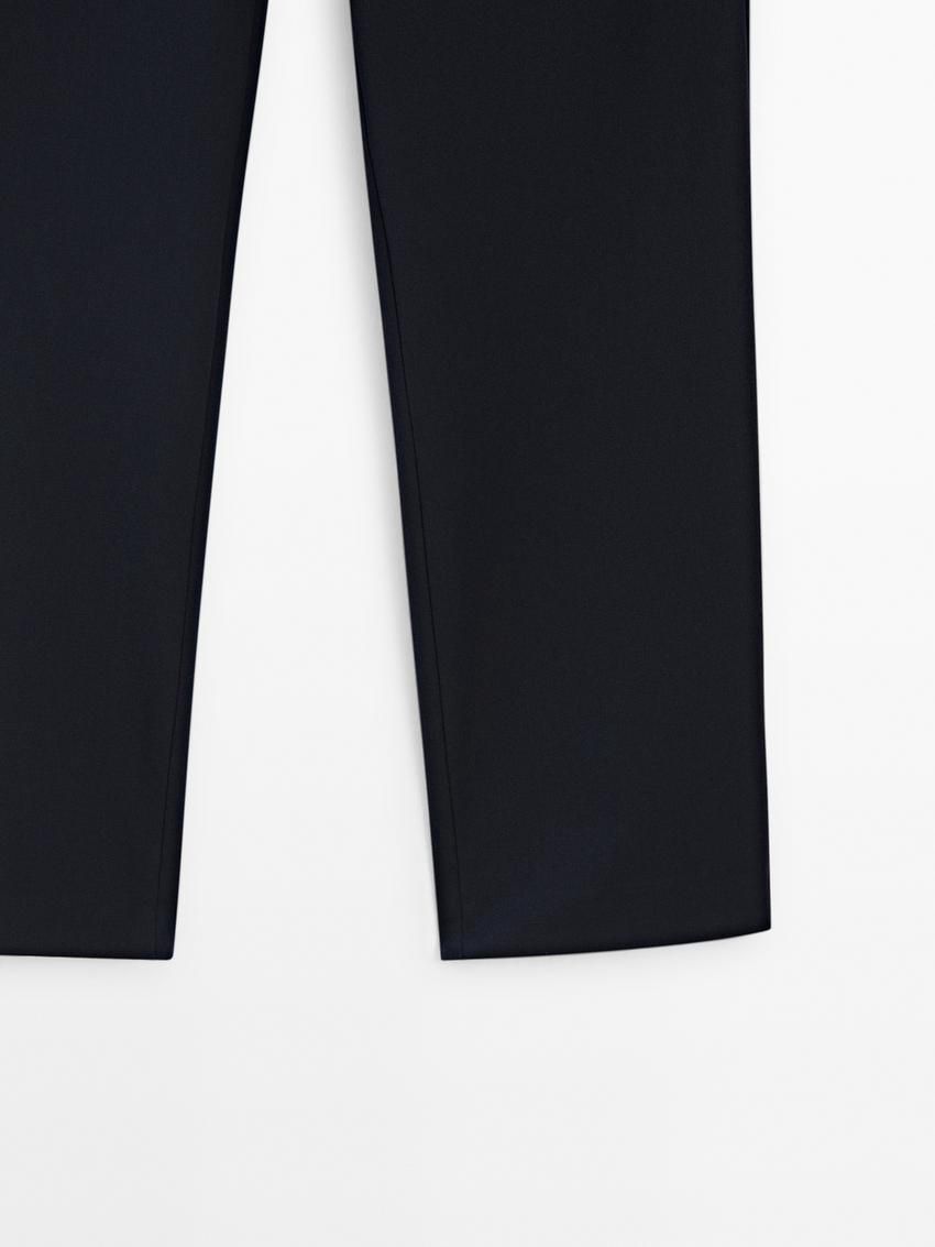 Massimo Dutti Straight-leg Technical Fabric Women Trousers Navy | US-SV2819673