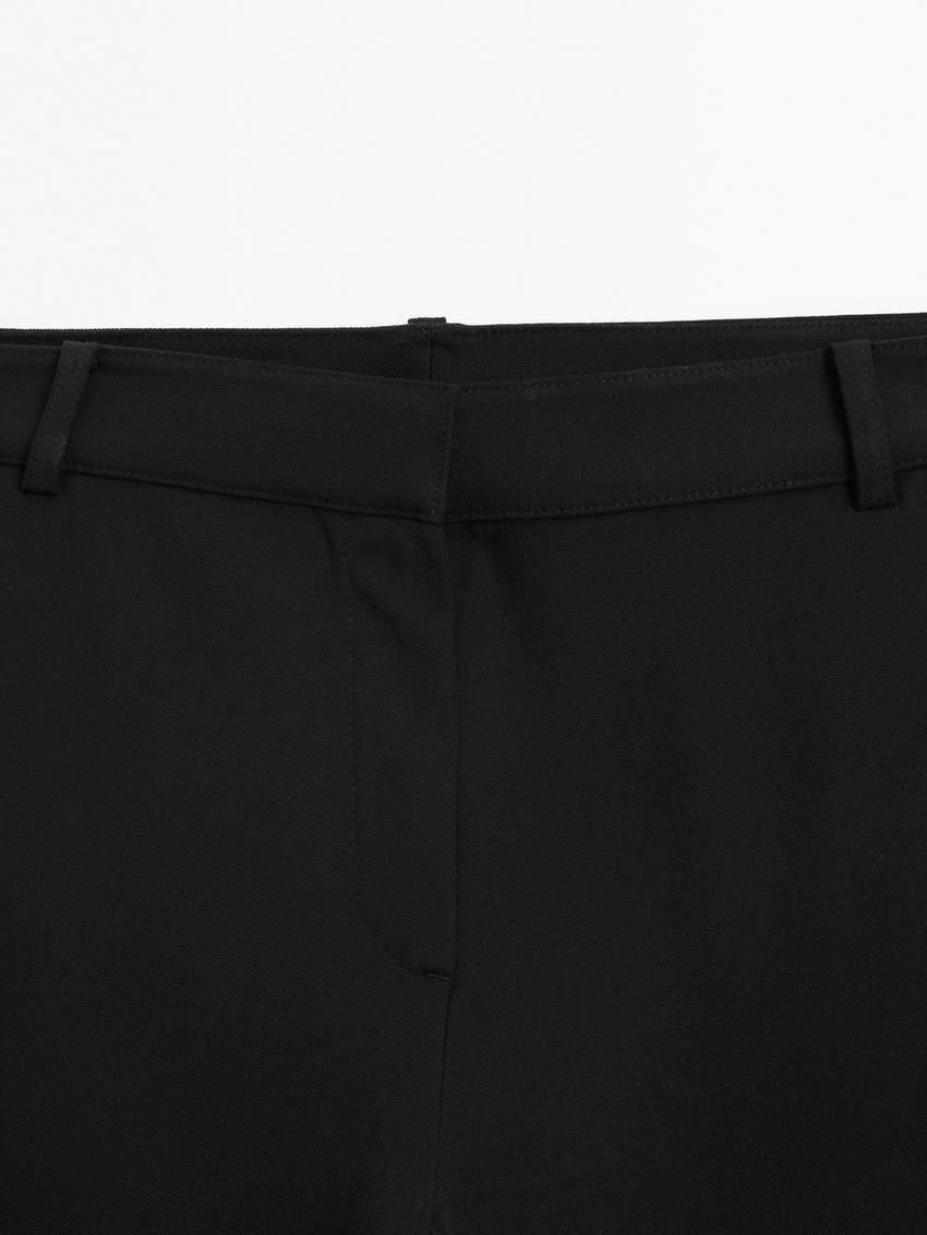 Massimo Dutti Straight-leg Technical Fabric Women Trousers Black | US-KU6281704