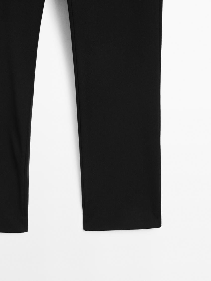 Massimo Dutti Straight-leg Technical Fabric Women Trousers Black | US-KU6281704