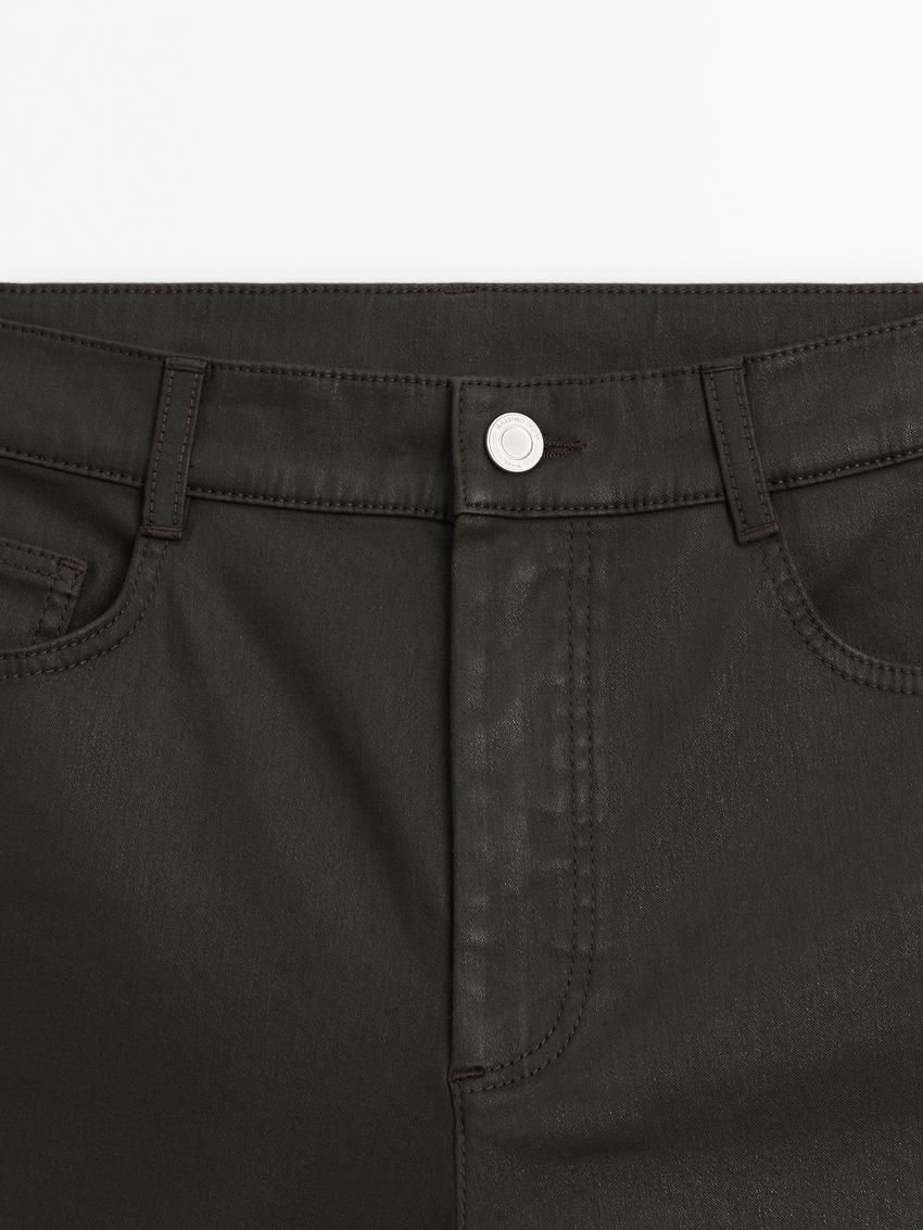 Massimo Dutti Straight-leg Waxed Women Trousers Dark Brown | US-IB5672418