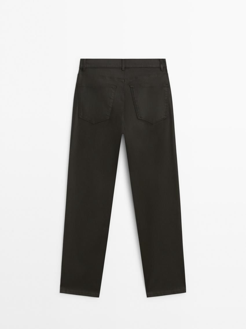 Massimo Dutti Straight-leg Waxed Women Trousers Dark Brown | US-IB5672418