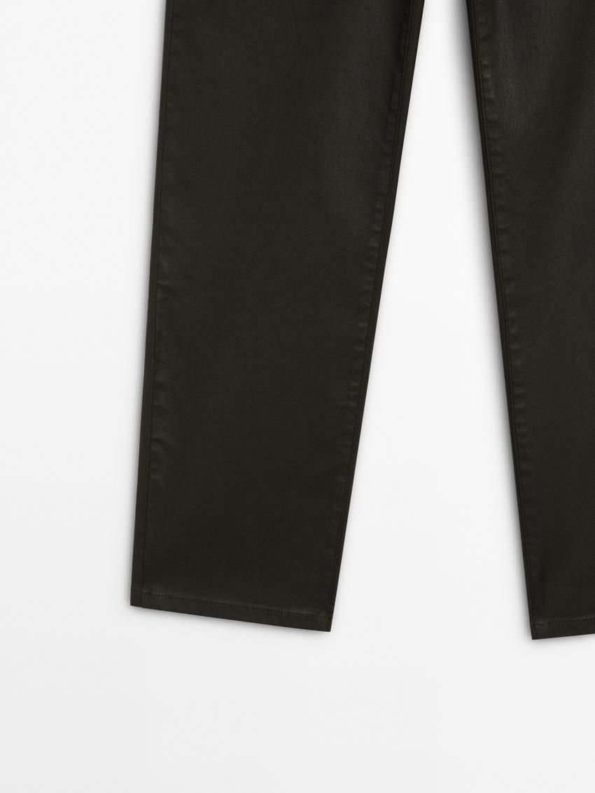 Massimo Dutti Straight-leg Waxed Women Trousers Dark Brown | US-IB5672418
