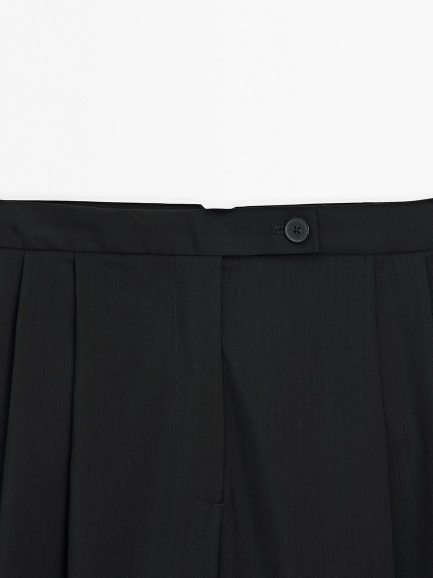 Massimo Dutti Straight-leg With Darts In Cold Wool Women Trousers Black | US-XZ3285416