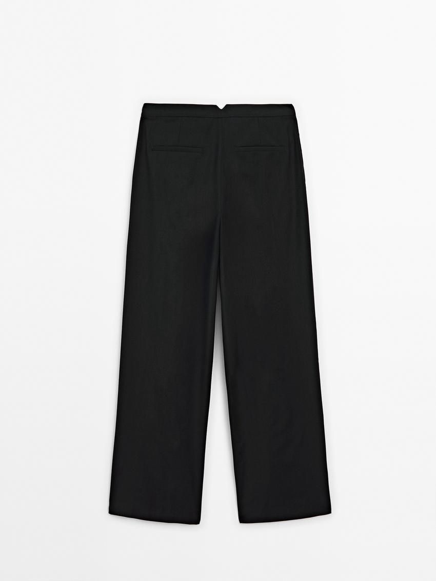 Massimo Dutti Straight-leg With Darts In Cold Wool Women Trousers Black | US-XZ3285416