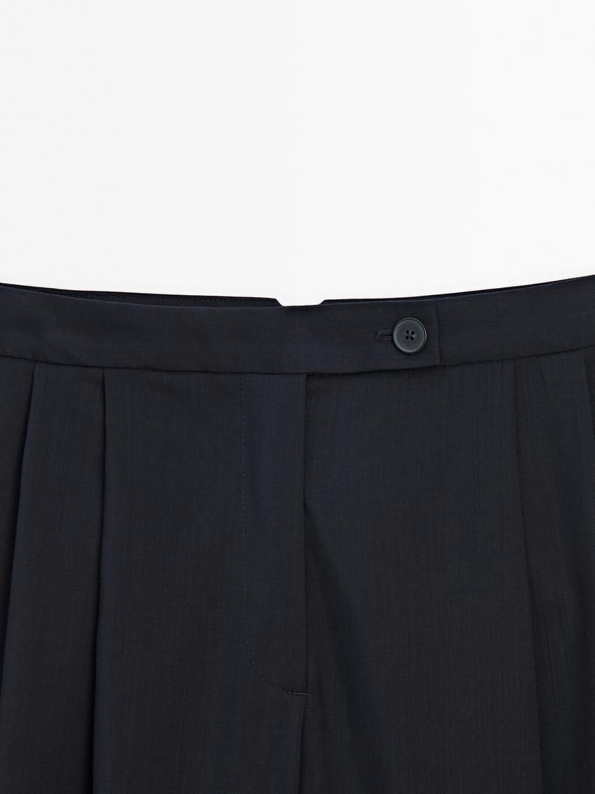Massimo Dutti Straight-leg With Darts In Cold Wool Women Trousers Navy | US-KN2530419