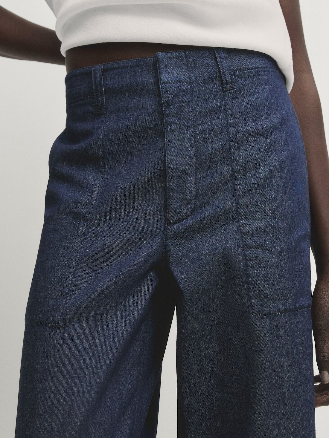 Massimo Dutti Straight-leg With Pocket Detail Women Jeans Dark Blue | US-IU6713058