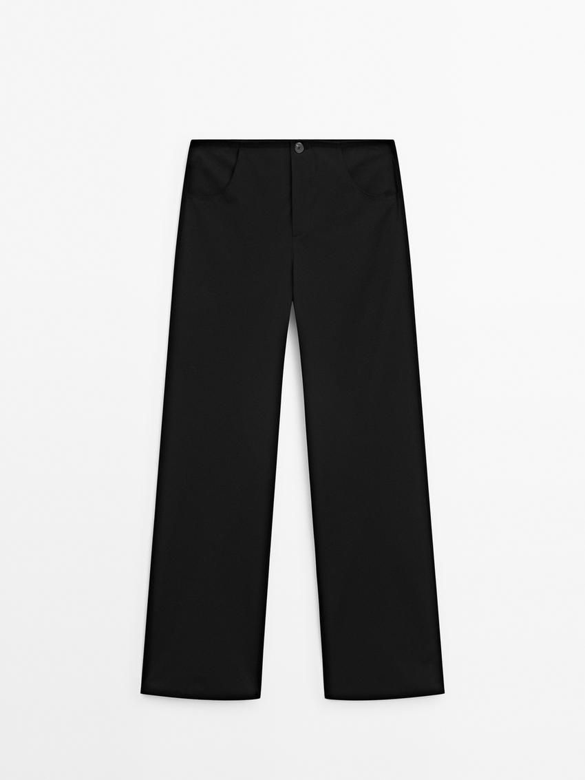 Massimo Dutti Straight-leg With Pocket Details Women Trousers Black | US-UZ3786259