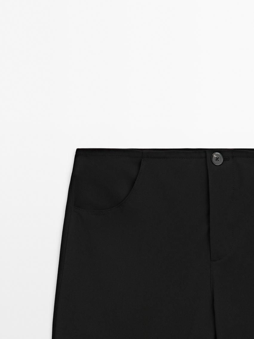 Massimo Dutti Straight-leg With Pocket Details Women Trousers Black | US-UZ3786259