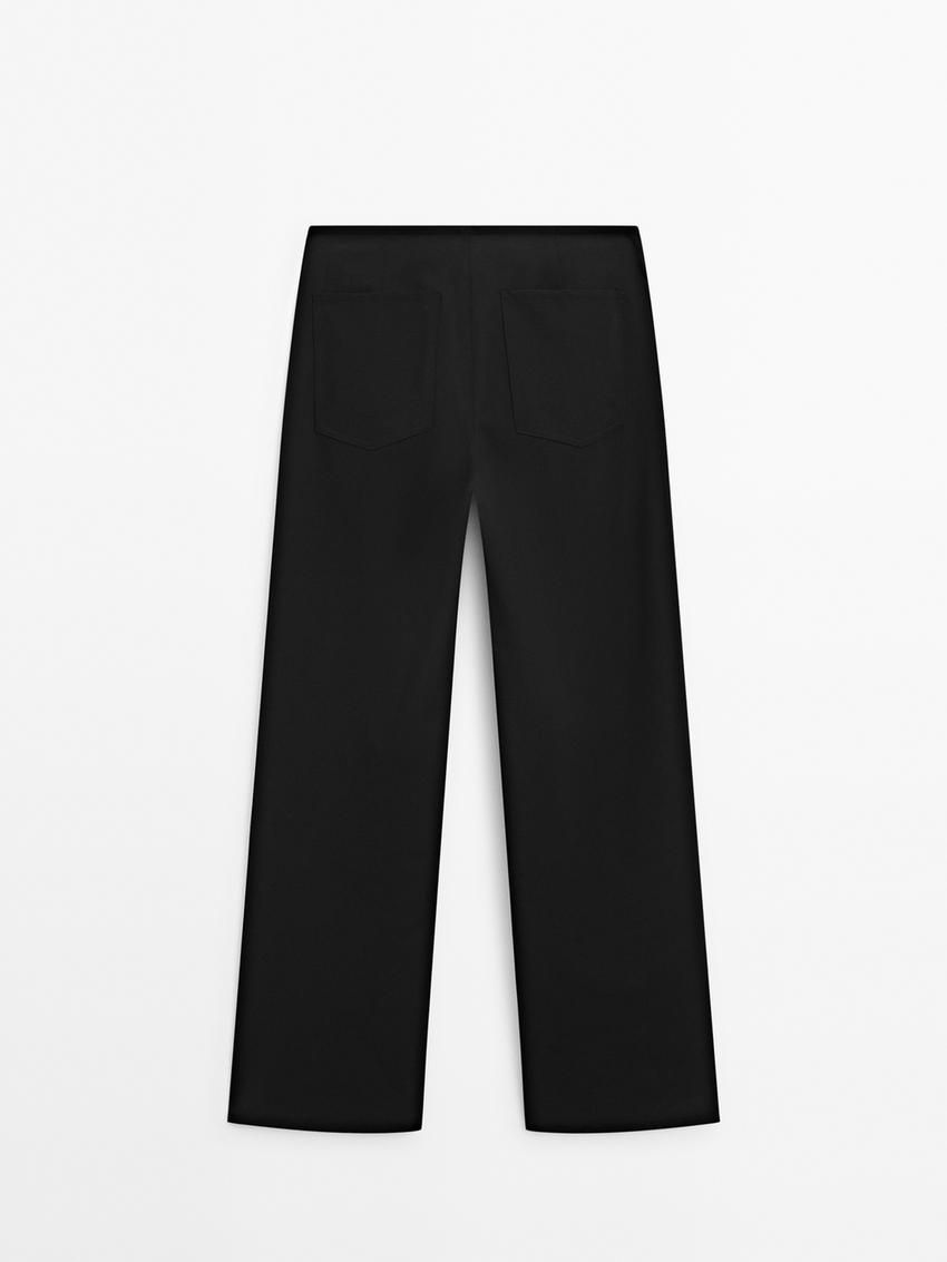 Massimo Dutti Straight-leg With Pocket Details Women Trousers Black | US-UZ3786259