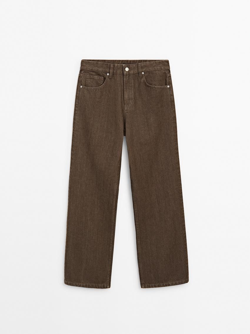 Massimo Dutti Straight-leg Women Jeans Dark Brown | US-BK6308947