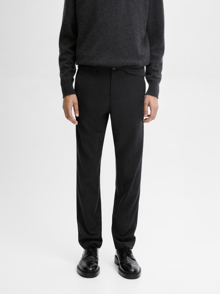 Massimo Dutti Straight-leg Wool Blend Men Trousers Dark Grey | US-GR6923180