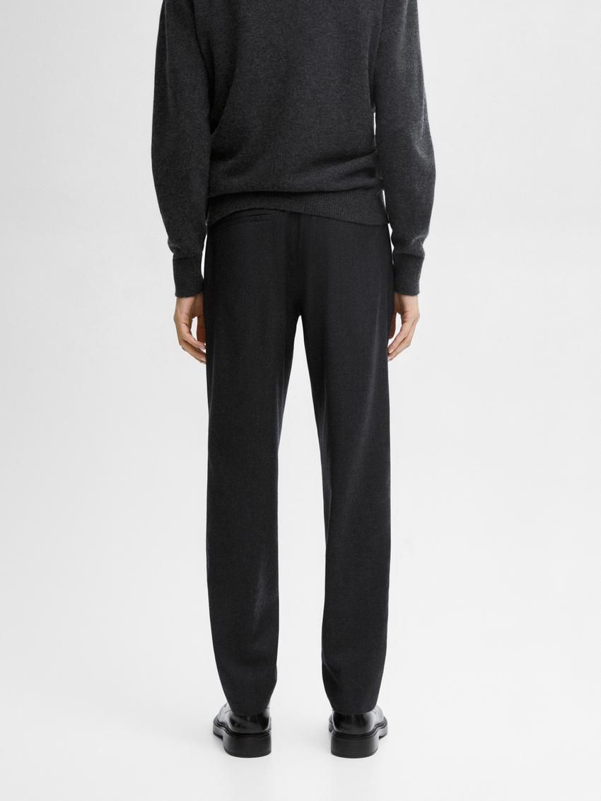 Massimo Dutti Straight-leg Wool Blend Men Trousers Dark Grey | US-GR6923180