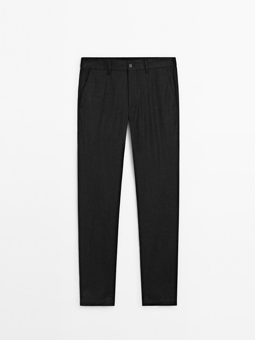 Massimo Dutti Straight-leg Wool Blend Men Trousers Dark Grey | US-GR6923180