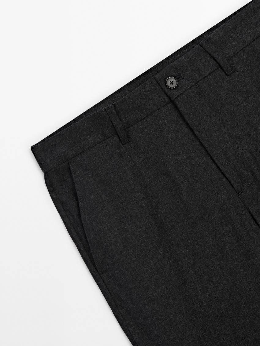 Massimo Dutti Straight-leg Wool Blend Men Trousers Dark Grey | US-GR6923180