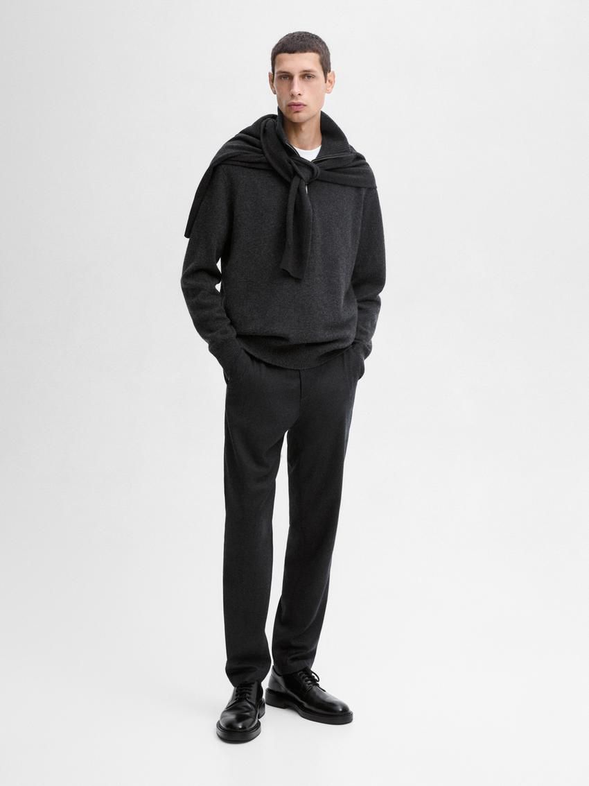 Massimo Dutti Straight-leg Wool Blend Men Trousers Dark Grey | US-GR6923180