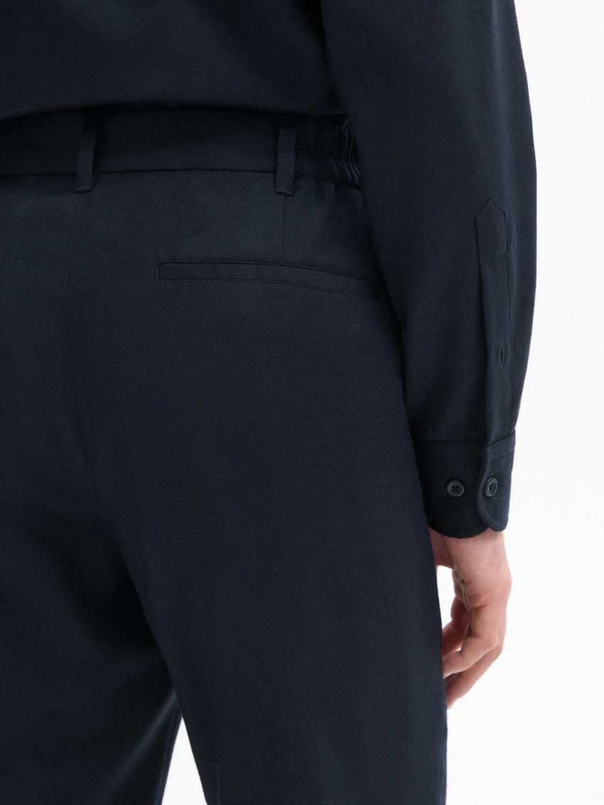 Massimo Dutti Straight-leg Wool Blend Men Trousers Navy | US-SC5789302