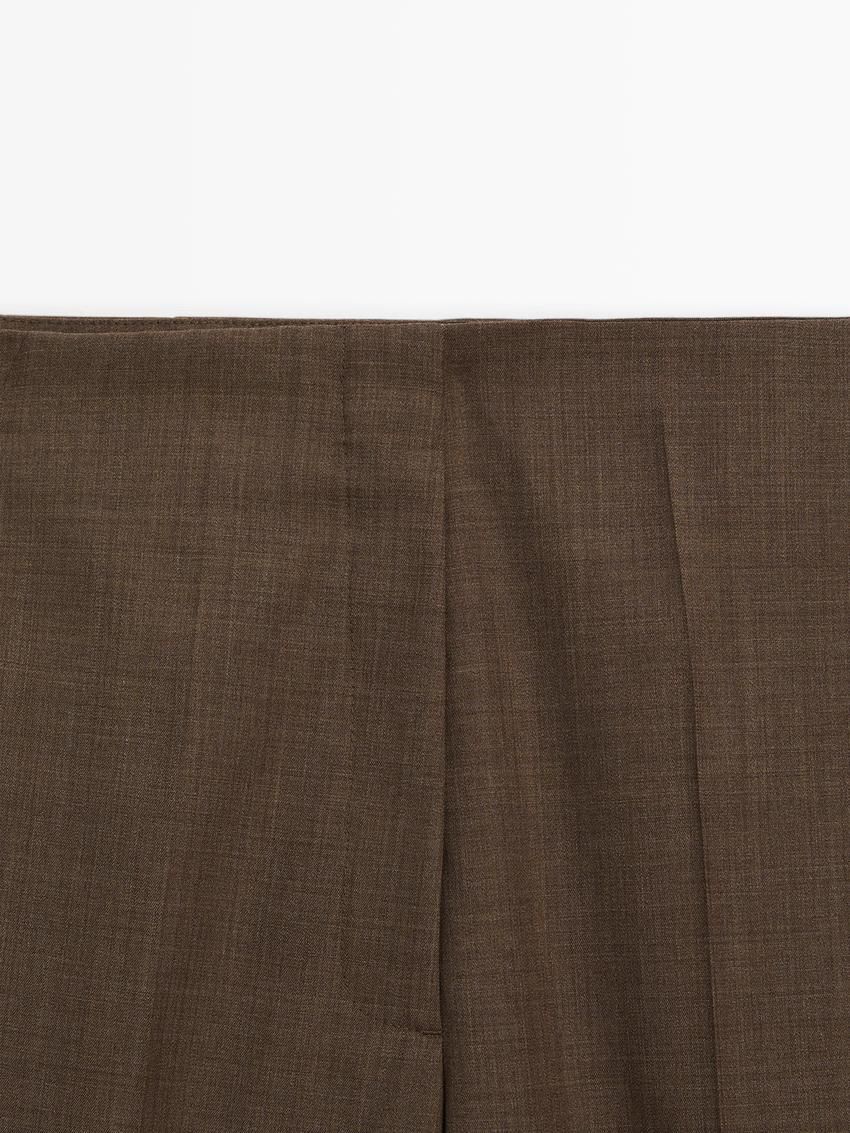 Massimo Dutti Straight-leg Wool Women Trousers Brown Beige | US-CP0145273