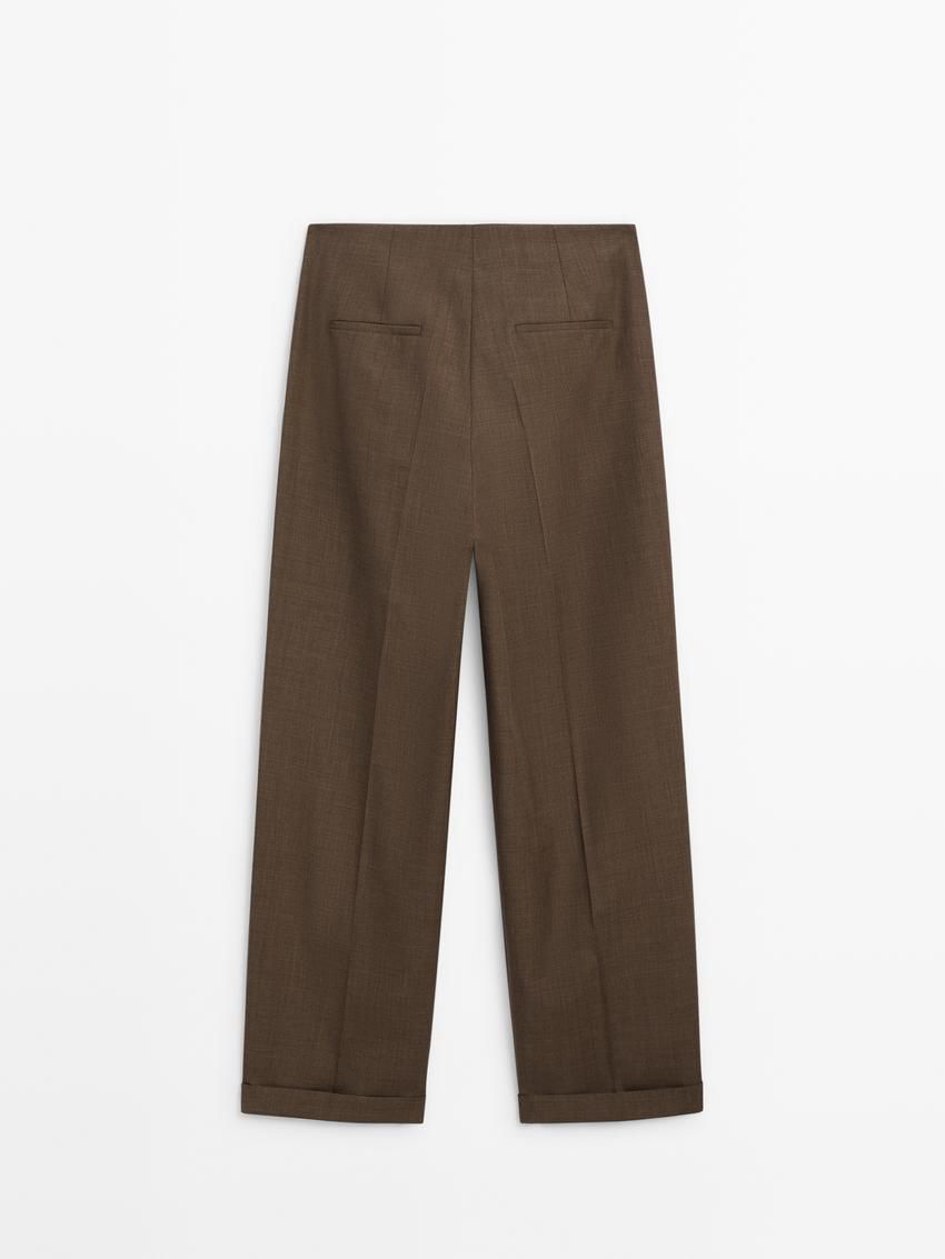 Massimo Dutti Straight-leg Wool Women Trousers Brown Beige | US-CP0145273
